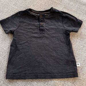 Tommy Bahama Kids 18M Black Cotton Henley T-Shirt Boys Girls Short Sleeve Spring
